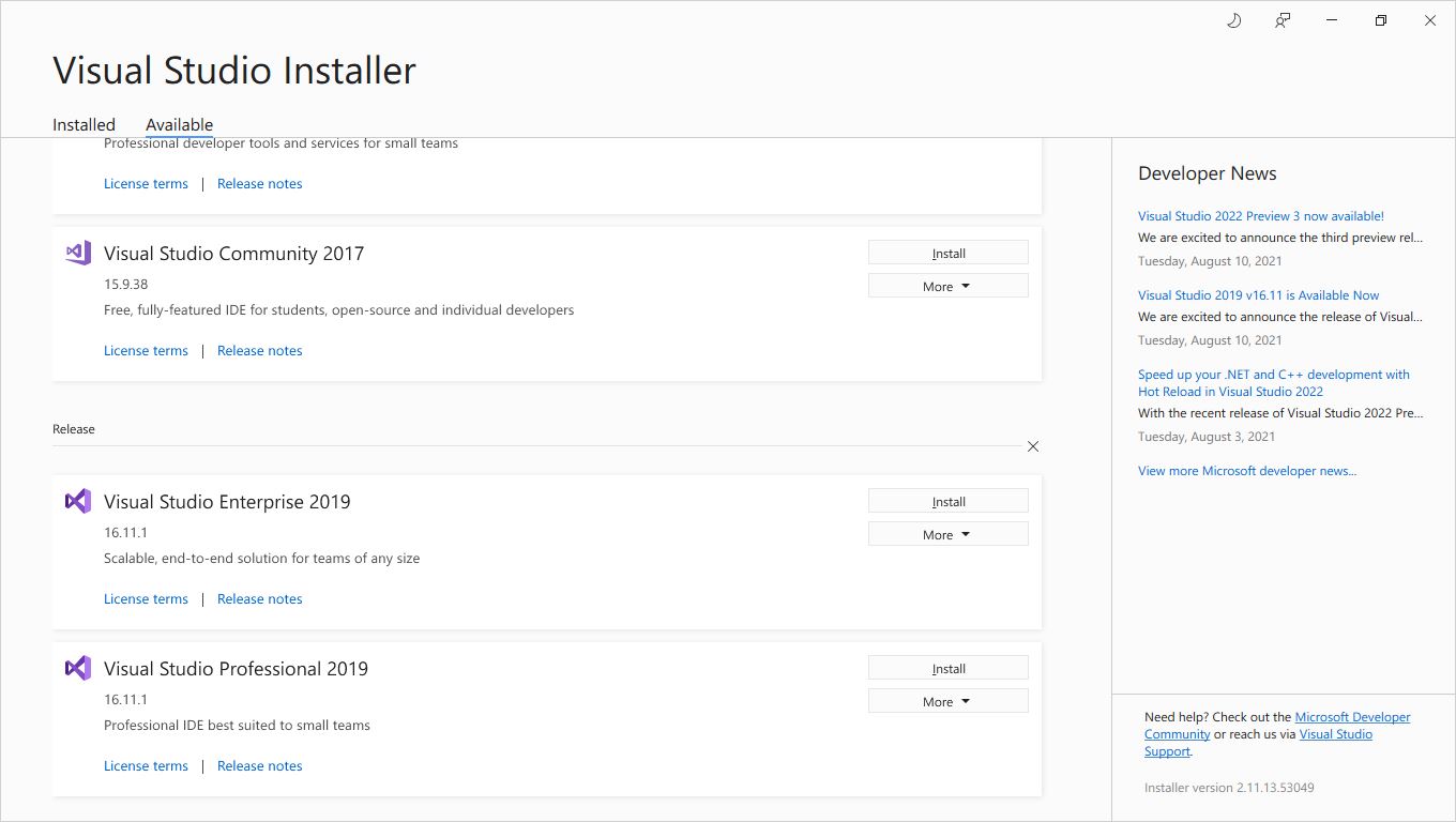 cài đặt visual studio 2019